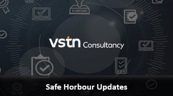 VSTN Consultancy logo on a dark banner with the subtitle 'Safe Harbour Updates'.