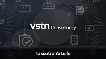 Banner displaying VSTN Consultancy logo with the caption 'Taxesutra Article' on a dark background.