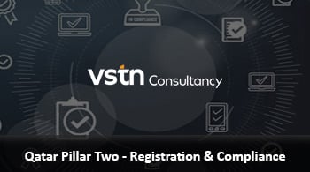 Banner for VSTN Consultancy advertising 'Qatar Pillar Two - Registration & Compliance'